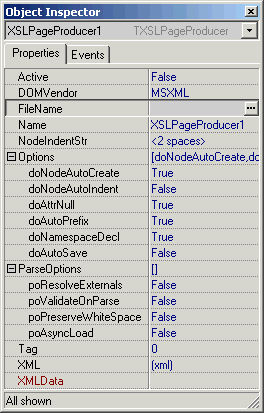 Object Inspector and XSLPageProducer1