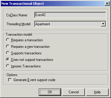 New Transactional Object Dialog