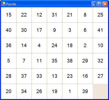 Puzzle with 7 * 6 gameboard