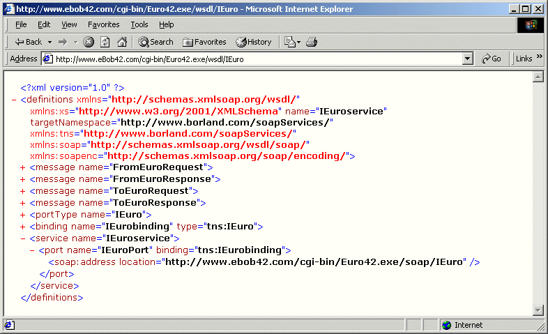 Figure 1.
WSDL for the Euro Web Service in Internet Explorer