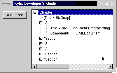 Figure 1: XML tree output in TTreeview component