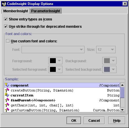 Customazible view of member and methods list with CodeInsight