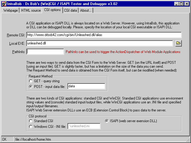 IntraBob - CGI/ISAPI Options Page