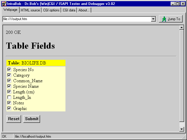 Specifying Table Fields