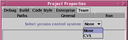 CVS in Project Properties