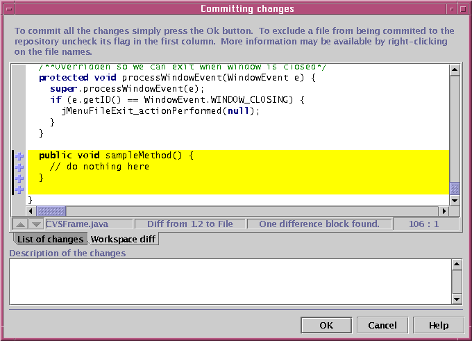 CVS commit - differences