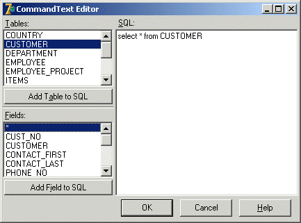 dbExpress CommandText Editor