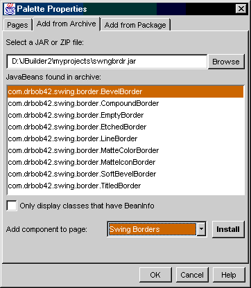 Selecting component from archive