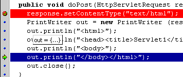 Stepping through servlet