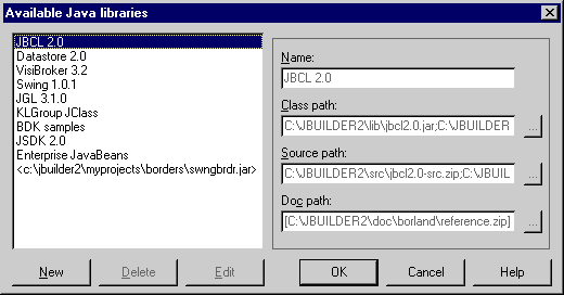 Screenshot of libraries dialog