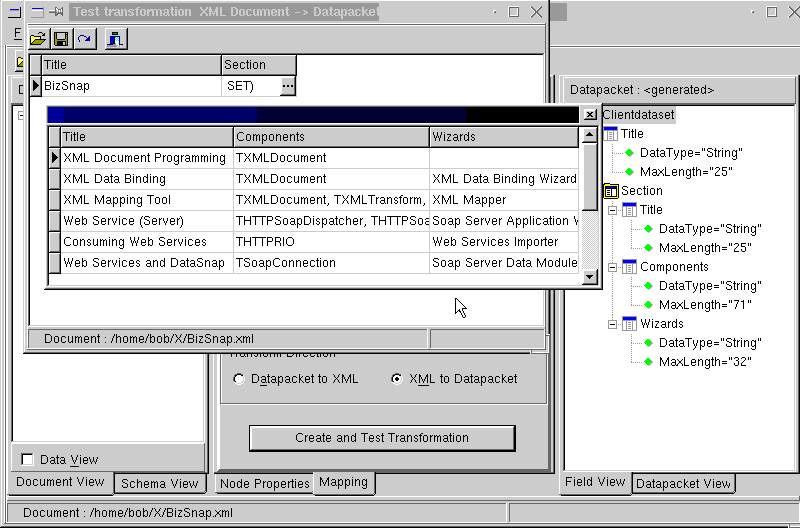 Figure 12: Create and test transformation