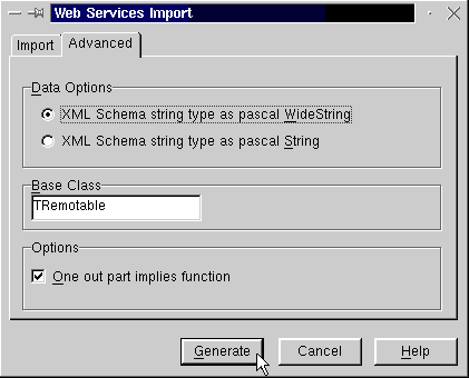 Figure 18: Web Services Importer (Advanced)